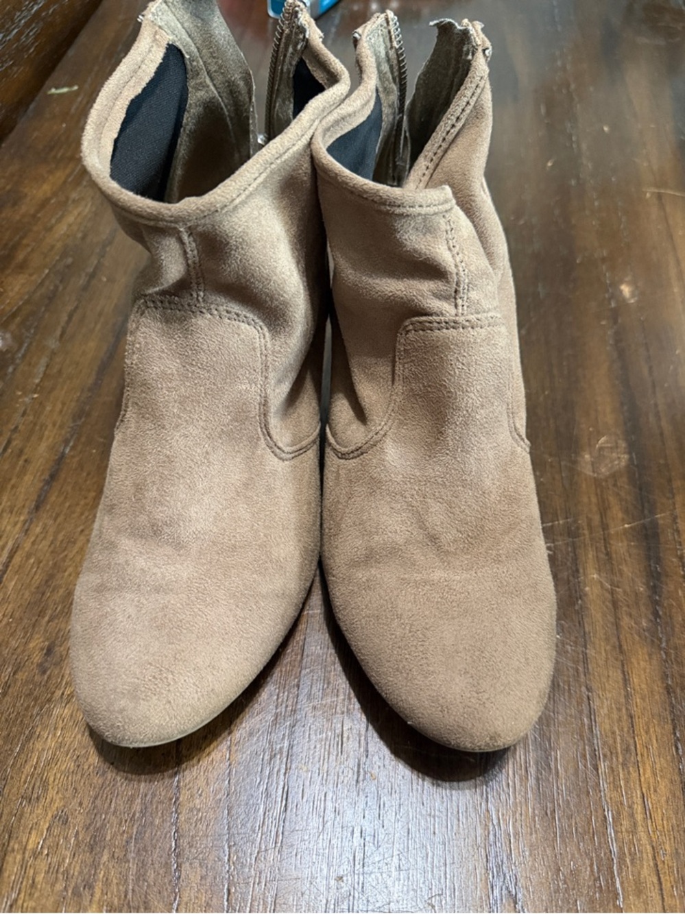 Classic Suede Ankle Booties in Taupe